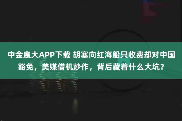 中金宸大APP下载 胡塞向红海船只收费却对中国豁免，美媒借机炒作，背后藏着什么大坑？