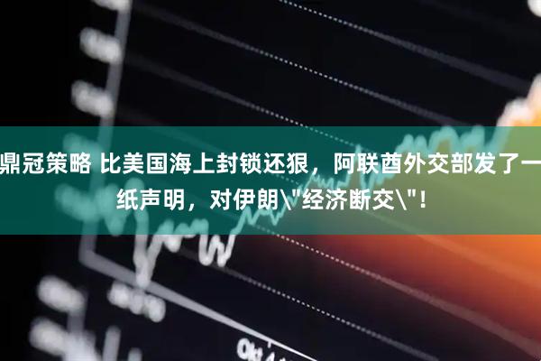 鼎冠策略 比美国海上封锁还狠，阿联酋外交部发了一纸声明，对伊朗